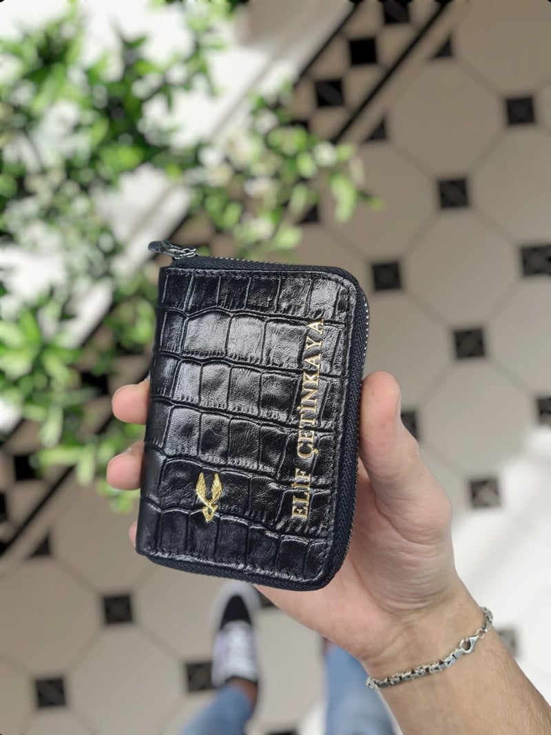 VISSO 661 Zippered Credit Card Holder Model Genuine Leather Bag Personalized Card Holder Wallet For Men & Women  - Image 1