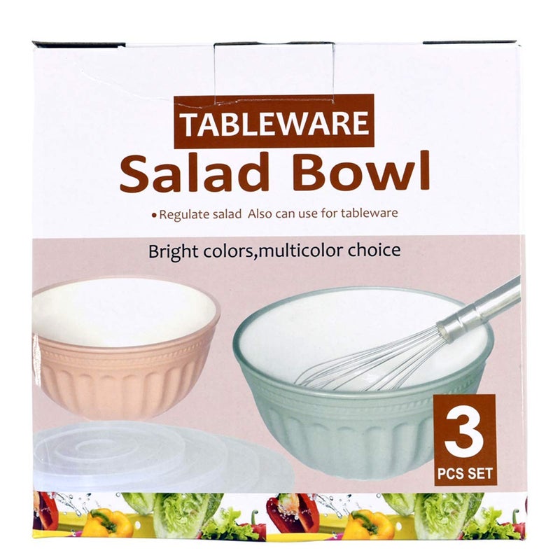 grofly3 Pcs Salad Bowls Round Storage Container Melamine with Clear Airtight Lids for Keep Fresh Small Mixing Serving Bowls Non Slip Round Multipurpose for Home Kitchen - Image 3