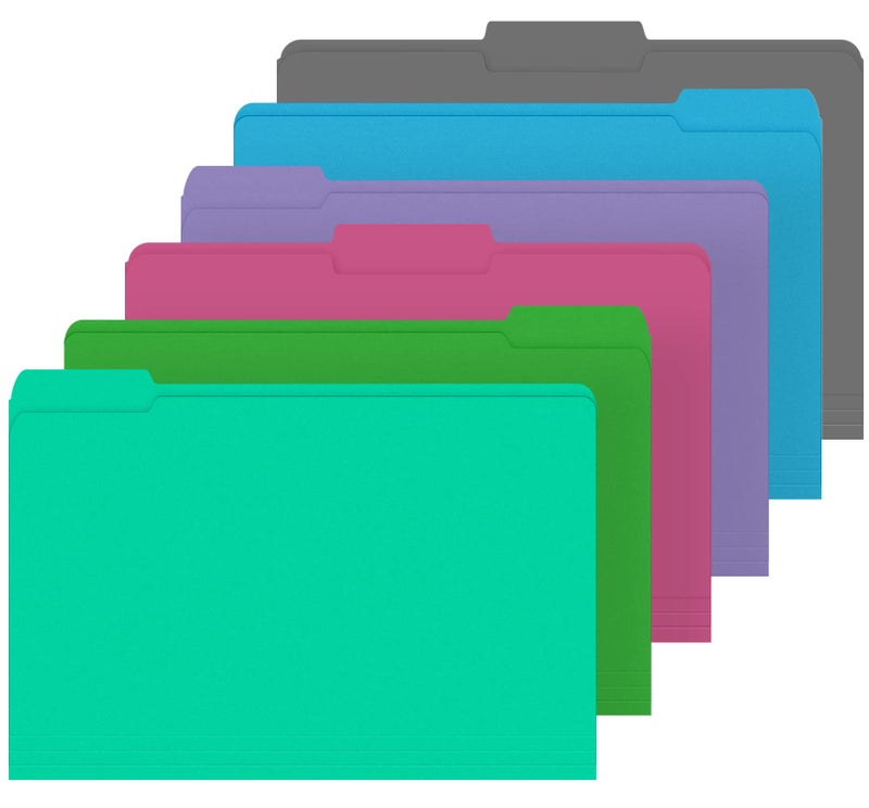 HERKKA File Folder, HERKKA 120 Pack 1/3 Cut Tab File Folders, Letter Size, Assorted 6 Colors, Colored File Folders Designed for Office and Classroom Use - Image 1