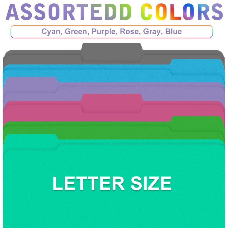 HERKKA File Folder, HERKKA 120 Pack 1/3 Cut Tab File Folders, Letter Size, Assorted 6 Colors, Colored File Folders Designed for Office and Classroom Use - Image 5