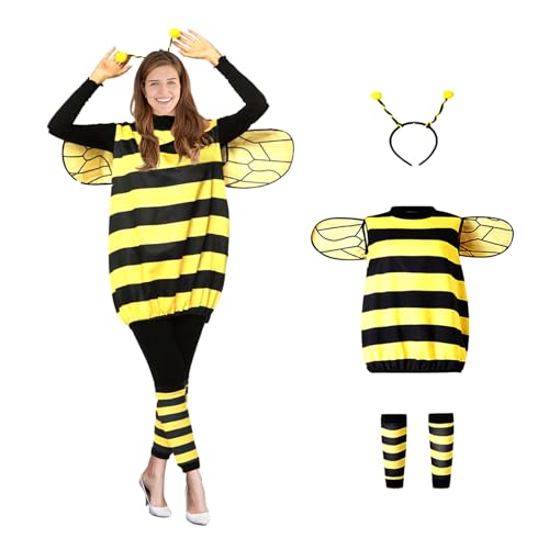 Timisea Bee Costume Kit - Women & Kid Bee Costume With Head Piece and Wings for Halloween Cosplay & Theme Party - Image 1