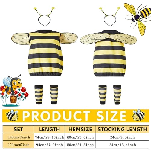 Timisea Bee Costume Kit - Women & Kid Bee Costume With Head Piece and Wings for Halloween Cosplay & Theme Party - Image 4