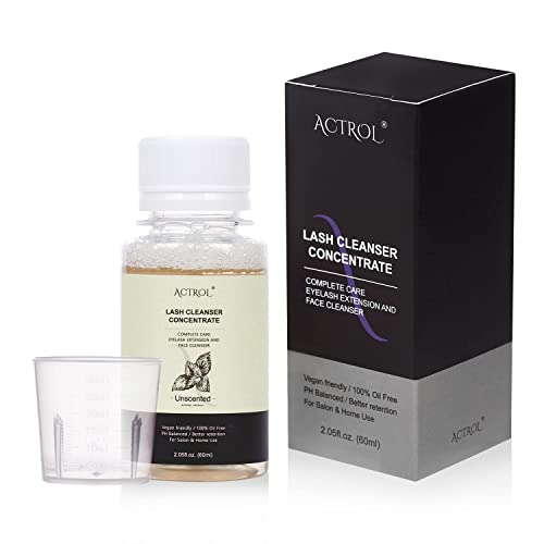 ACTROL Eyelash Cleanser Concentrate 60ml Unscented Professional Lash Shampoo Foaming Cleanser DIY Wash for Extensions Lashes with Salon Home CareMakes 6 Bottles