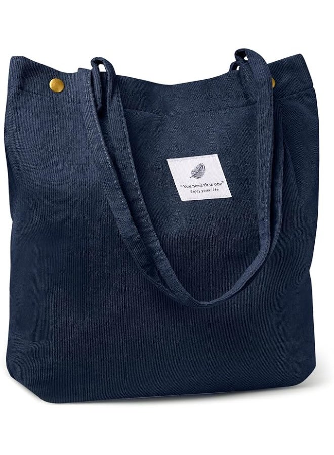 Women Tote Bags Shoulder Bag Corduroy with Inner Pocket for Work Beach Lunch Travel Shopping Shopper Handbags - Image 1