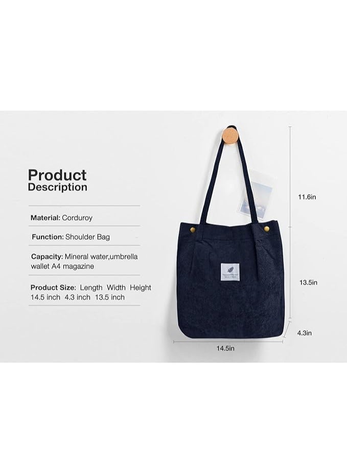 Women Tote Bags Shoulder Bag Corduroy with Inner Pocket for Work Beach Lunch Travel Shopping Shopper Handbags - Image 4