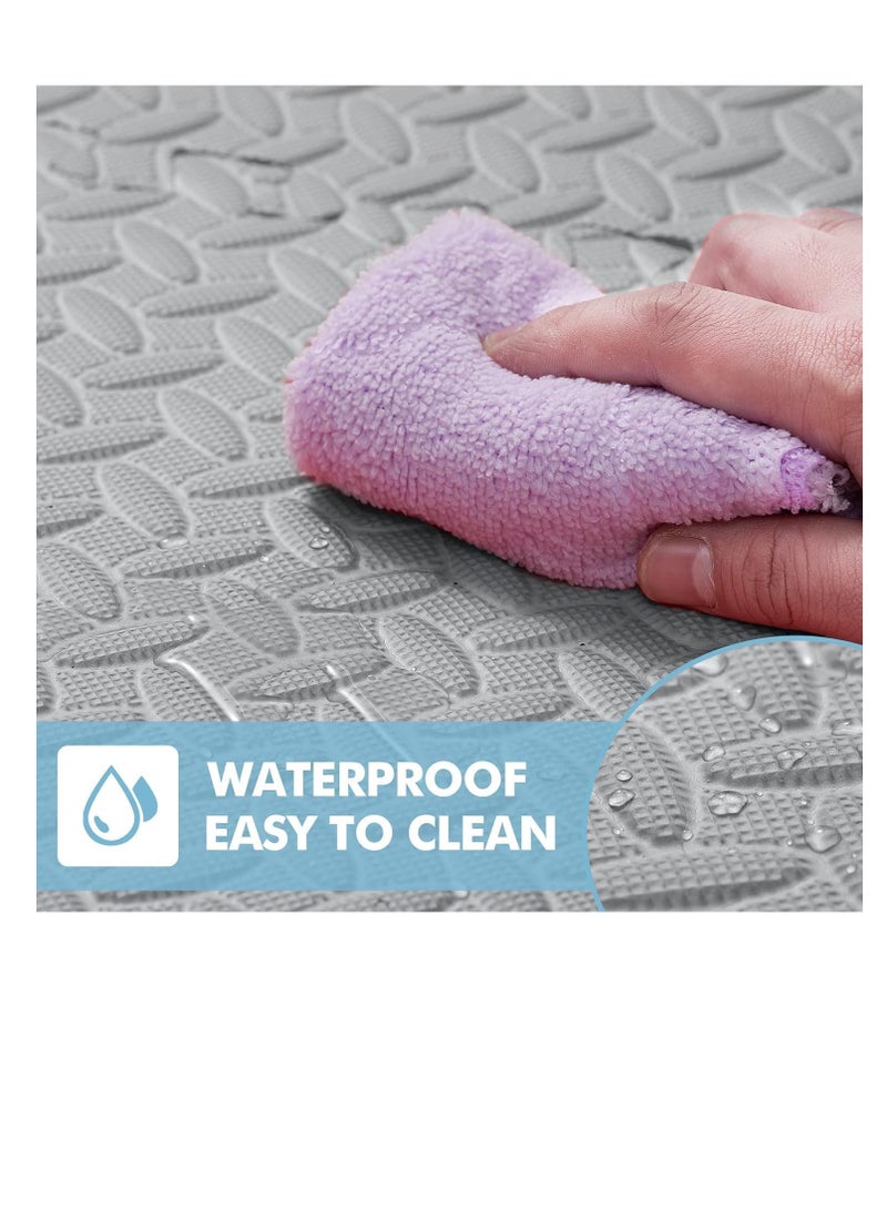 6 Tiles (60x60x2.5cm Each Tile)Baby Crawling Mat Foam Floor Tiles, Square Interlocking Floor Mats, Soft Non-Toxic Thick Puzzle Play Mats for Infants Toddlers, Kids Playpen Carpet for Crawling Tummy Time Books Toys（Gray） - Image 4