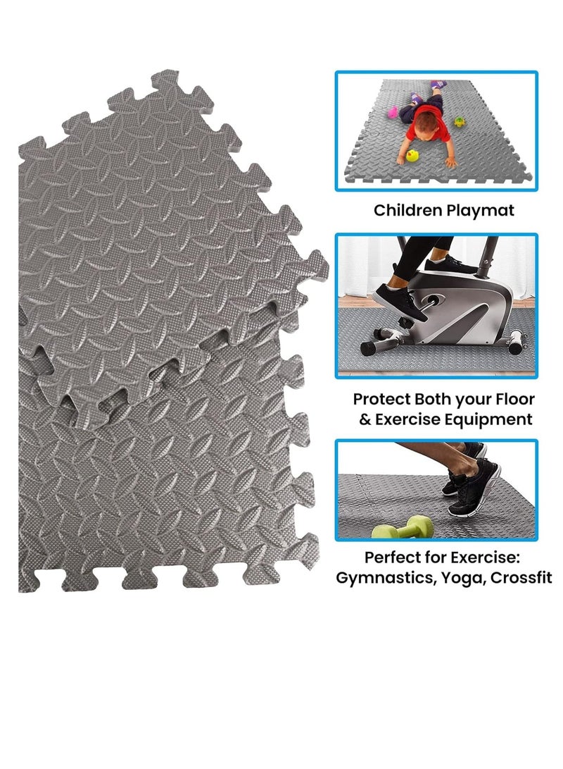 6 Tiles (60x60x2.5cm Each Tile)Baby Crawling Mat Foam Floor Tiles, Square Interlocking Floor Mats, Soft Non-Toxic Thick Puzzle Play Mats for Infants Toddlers, Kids Playpen Carpet for Crawling Tummy Time Books Toys（Gray） - Image 5