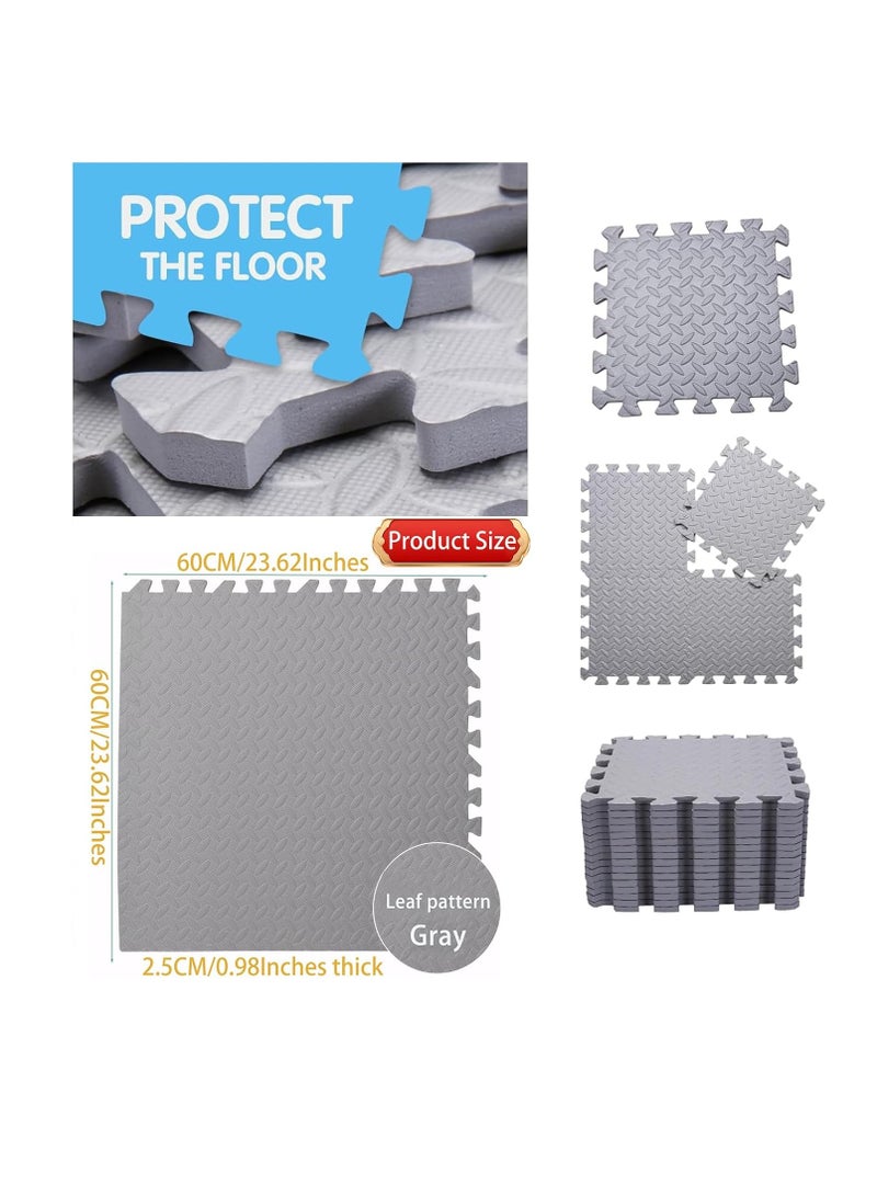 6 Tiles (60x60x2.5cm Each Tile)Baby Crawling Mat Foam Floor Tiles, Square Interlocking Floor Mats, Soft Non-Toxic Thick Puzzle Play Mats for Infants Toddlers, Kids Playpen Carpet for Crawling Tummy Time Books Toys（Gray） - Image 2