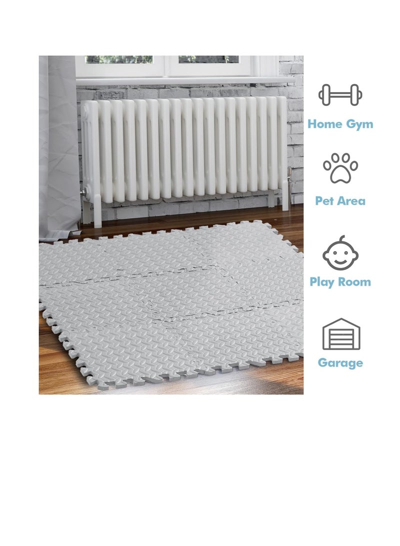 6 Tiles (60x60x2.5cm Each Tile)Baby Crawling Mat Foam Floor Tiles, Square Interlocking Floor Mats, Soft Non-Toxic Thick Puzzle Play Mats for Infants Toddlers, Kids Playpen Carpet for Crawling Tummy Time Books Toys（Gray） - Image 3