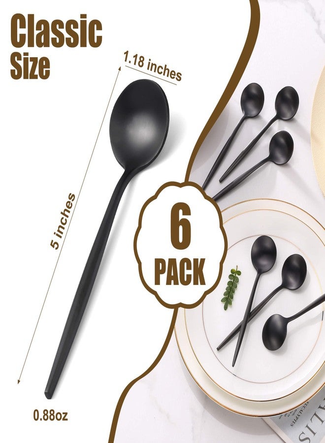 Lemeya Coffee Spoons Set of 6,Stainless Steel Demitasse Espresso Spoons,5.11 inch Small Tea Spoon for Dessert,Matte Finish,Dishwasher Safe (Black) - Image 2