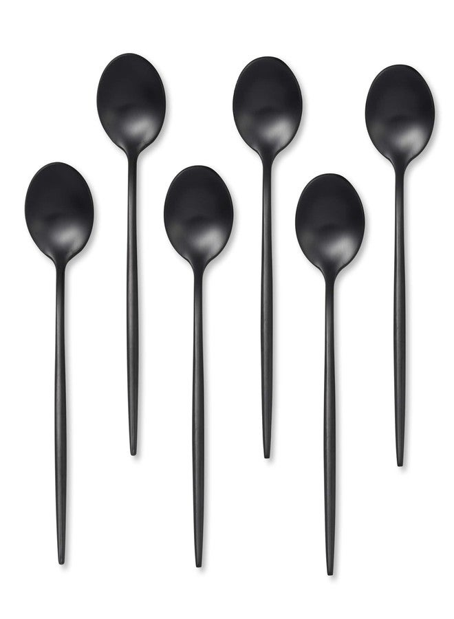 Lemeya Coffee Spoons Set of 6,Stainless Steel Demitasse Espresso Spoons,5.11 inch Small Tea Spoon for Dessert,Matte Finish,Dishwasher Safe (Black) - Image 1