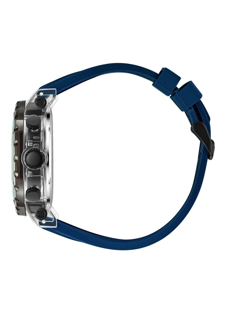 Clasico Obsidian Drive Men’s Luxury Chronograph Watch | 45mm Blue Dial | Elite PE903 Movement | Blue Silicone Strap | 3ATM Water Resistant Luxury Watch - Image 4