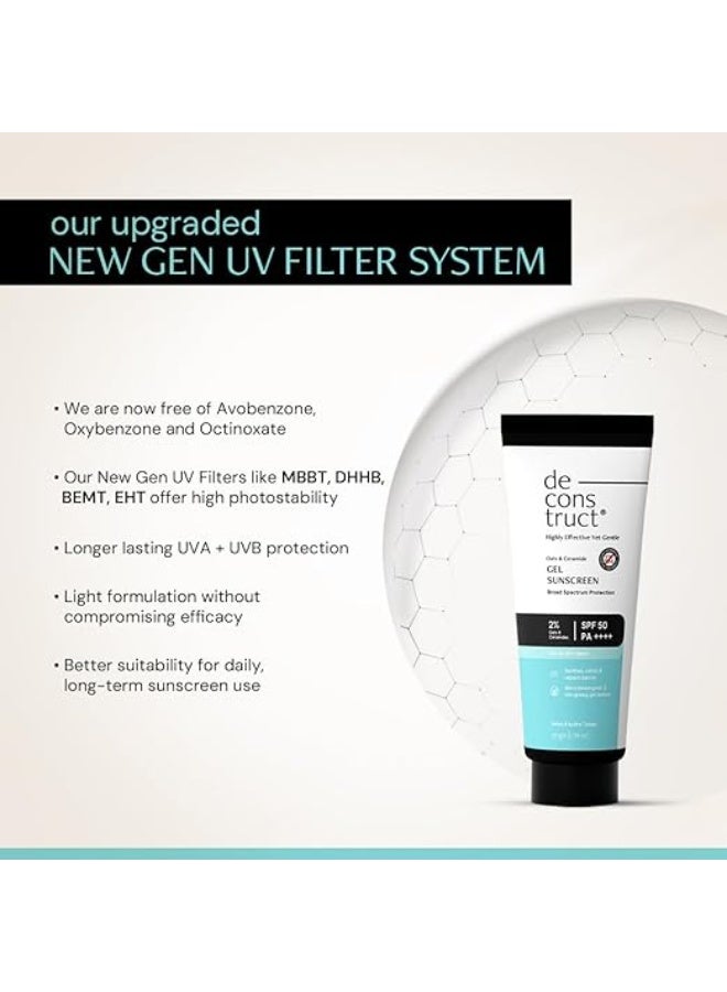 ديكونستركت واقي الشمس «ديكونستراكت» بالشوفان والسيراميد، SPF 50 PA++++ |In Vivo| لإصلاح الحاجز الواقي للبشرة الحساسة والدهنية | يهدئ البشرة ويخفف التهيج | مرشحات أشعة فوق البنفسجية من الجيل الجديد | خفيف الوزن وغير دهني | للرجال والنساء - 50 جم - Image 2
