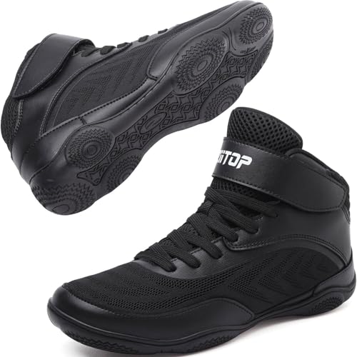 ziitop Kids Wrestling Shoes Youth Boys Girls Youth Boxing Shoe Barefoot Hiking Boots Lightweight Breathable Zero Drop Non Slip Black - Image 1
