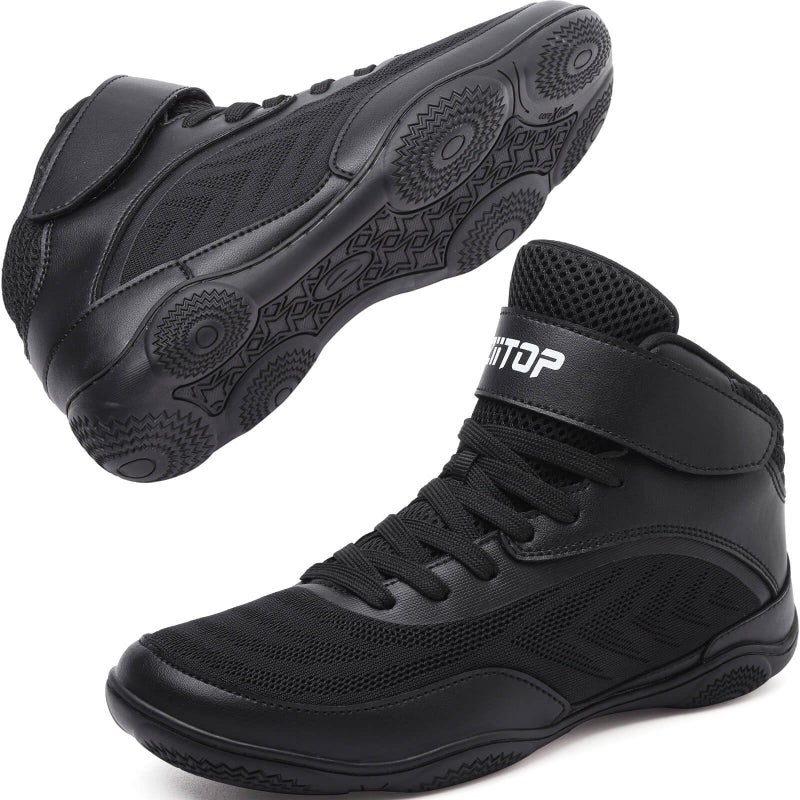 ziitop Kids Wrestling Shoes Youth Boys Girls Youth Boxing Shoe Barefoot Hiking Boots Lightweight Breathable Zero Drop Non Slip Black - Image 2