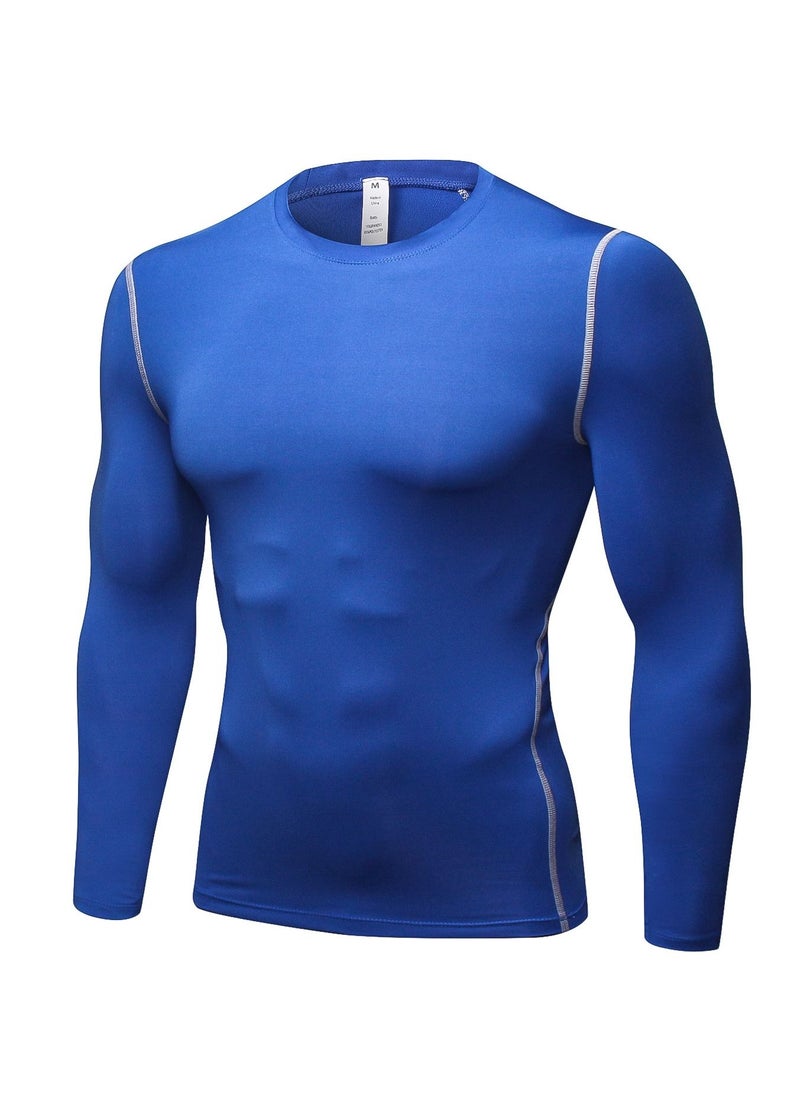 Loquat Men Quick Dry Breathable Long Sleeve T-Shirt Blue  - Image 1