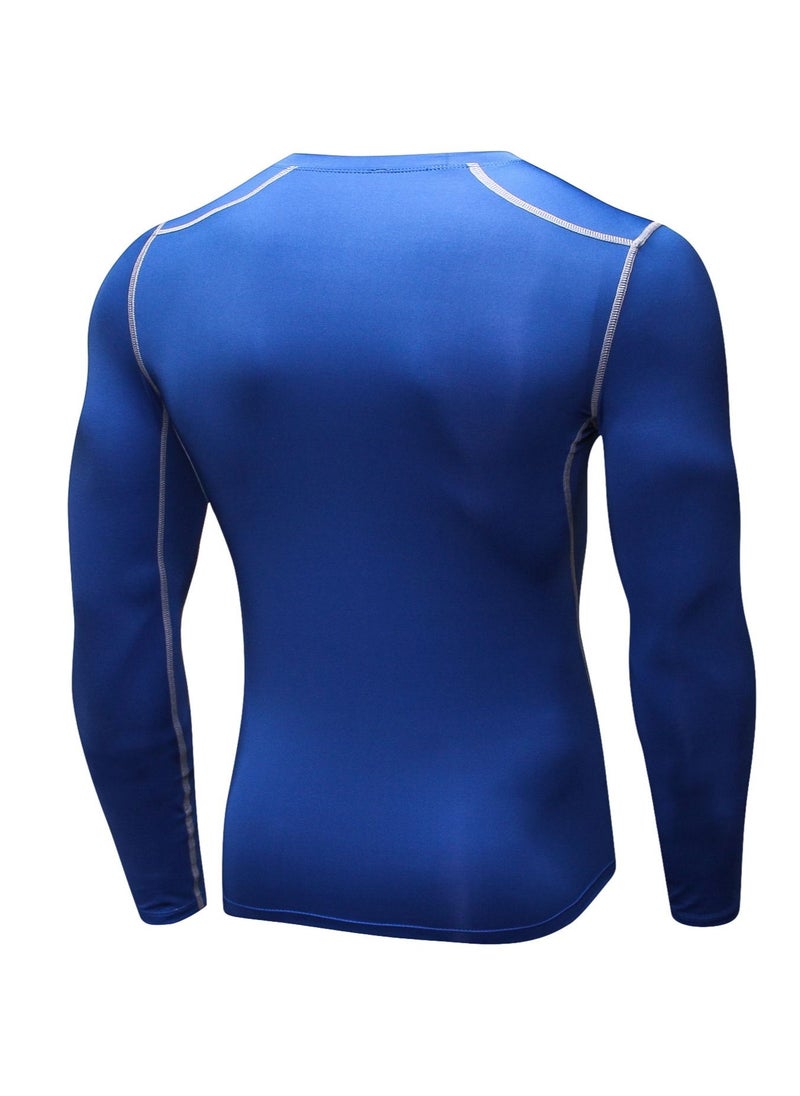 Loquat Men Quick Dry Breathable Long Sleeve T-Shirt Blue  - Image 2