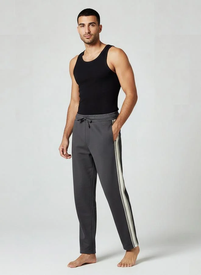 Splash FAV Men Straight Leg Knit Pants with Tape Detail