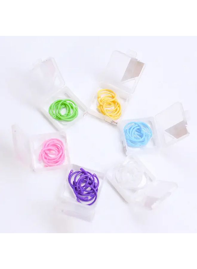 1 Box Stationery Binder Ring Retaining Clip Card Binding Punch Open Rings Pink - Image 2