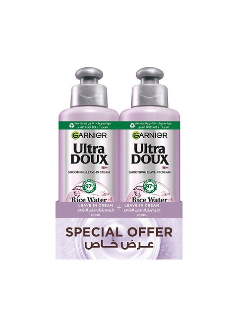 Ultra Doux Rice Water and Starch Infusion Leave-in, 200 ml + leave-in 200 ml for Smooth and Shiny Hair