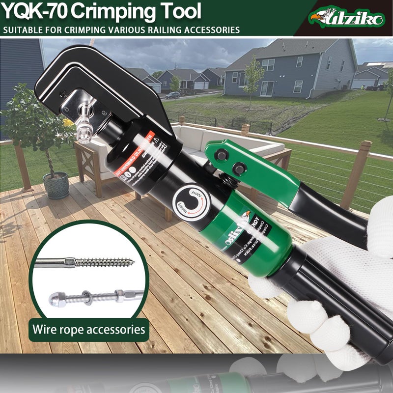 UTZIKO Hydraulic Cable Lug Crimper 10 US TON 12 AWG to 00 (2/0) Electrical Terminal Cable Wire Tool Kit with 9 Die (12awg~00awg Crimping Tool) - Image 5
