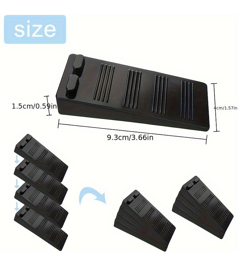 4 Pcs Black Floor Door Stops Adjustable Height Non Slip Scratch Resistant Suitable for Indoor and Outdoor Floors Bedroom Office Balcony - Image 2