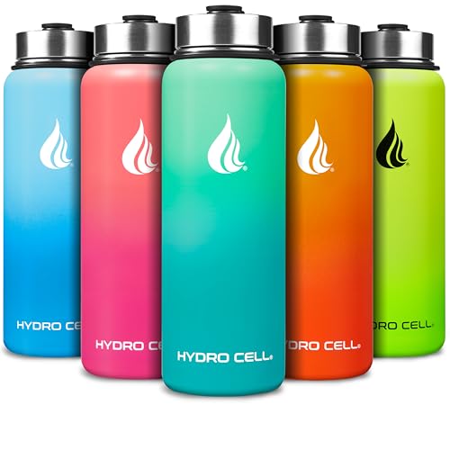 HYDRO CELL Stainless Steel Insulated Water Bottle with Straw - For Cold & Hot Drinks - Metal Vacuum Flask with Screw Cap and Modern Leakproof Sport Thermos for Adults (Mint/Green 40oz) - Image 1