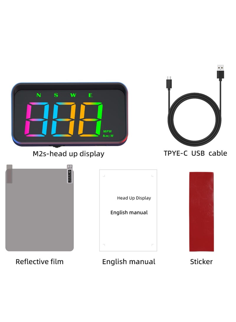 Speedometer HUD, GPS Digital Speed Meter KM/H MPH Speedo Head Up Display, Compass Over Speed Alert, Windshield GPS Speedometer Projector System with High-Definition - Image 3