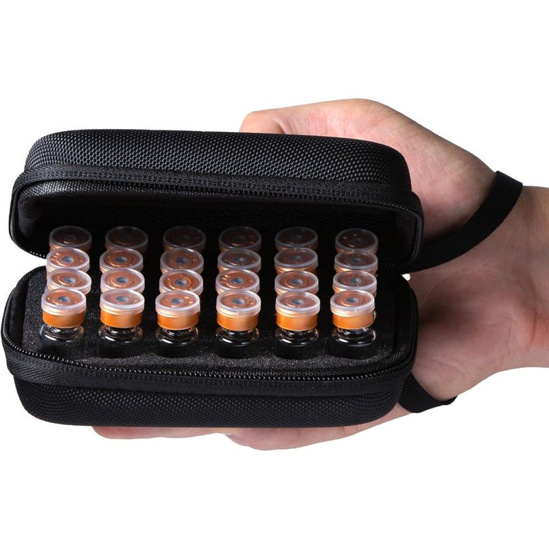 Black 24 Compartment Peptide Storage Box with Mesh Pockets for 0.03oz 0.07oz 0.1oz Vials - Image 1