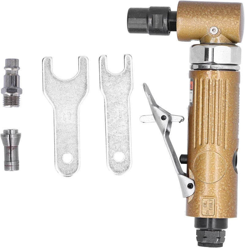 Right Angle Air Die Grinder - 20000 RPM Free Speed, 0.5 to 0.7 MPa Working Pressure - 1/4 Inch Collet Pneumatic Polisher Tool Set Kit with Steel Core - Includes EU Plug (EU Plug) - Image 1