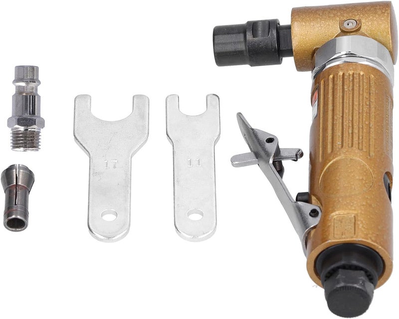 Right Angle Air Die Grinder - 20000 RPM Free Speed, 0.5 to 0.7 MPa Working Pressure - 1/4 Inch Collet Pneumatic Polisher Tool Set Kit with Steel Core - Includes EU Plug (EU Plug) - Image 5