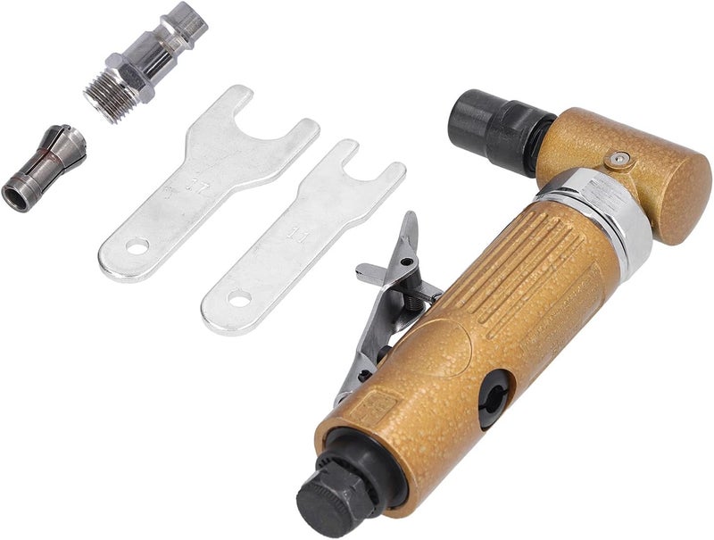 Right Angle Air Die Grinder - 20000 RPM Free Speed, 0.5 to 0.7 MPa Working Pressure - 1/4 Inch Collet Pneumatic Polisher Tool Set Kit with Steel Core - Includes EU Plug (EU Plug) - Image 4