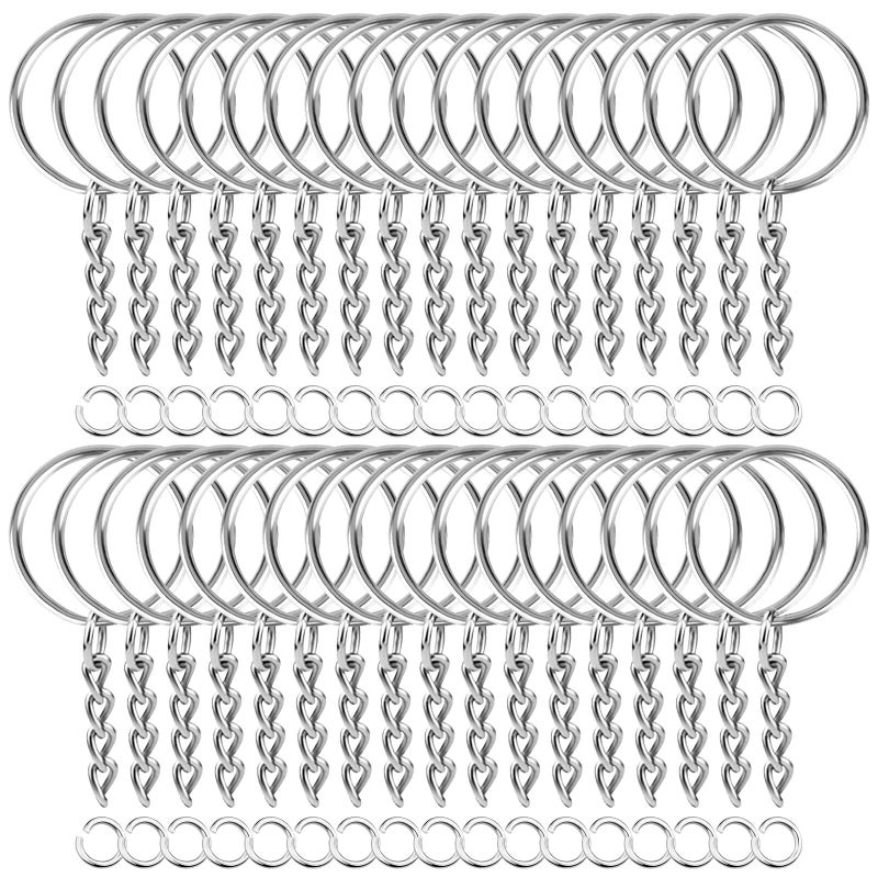 PAXCOO Paxcoo 50Pcs Keychains with Chain and 50 Pcs Jump Rings Keychain Rings Kit Findings Bulk for Keychain Making Supplie DIY Crafts 