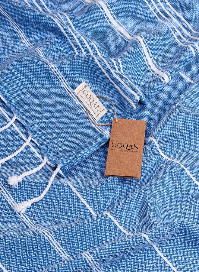 realgrandbazaar منشفة شاطئ تركية GOQAN بحجم كبير 39x71 | منشفة رقيقة وخفيفة الوزن 100% قطن وخالية من الرمال مناسبة للشاطئ، الحمام، المسبح، السفر، السباحة، هدية | خالية من الروائح بفضل خاصية التجفيف السريع - أزور - Image 2