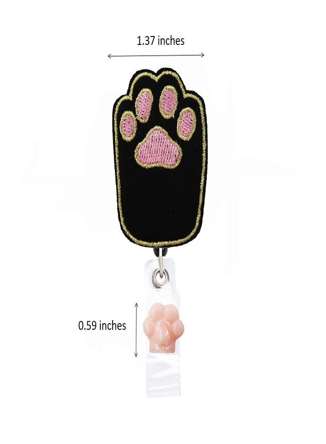 Rockapatch Cat Paw Retractable Name Card Badge Holder Reel with Alligator Clip, 24 inches Thick Pull Cord (Black) - Image 2