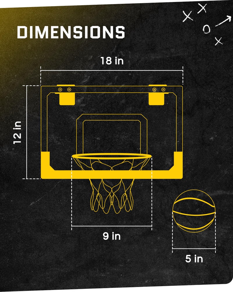 SKLZ Pro Mini Basketball Hoop - 18" x 12" Clear, Shatterproof Backboard, Breakaway Rim, Heavy Duty Net, & 5" Ball - Easy Mount Padded, Slide-On Over-Door Mounts - Suitable for Office, Dorm, Bedroom - Image 5