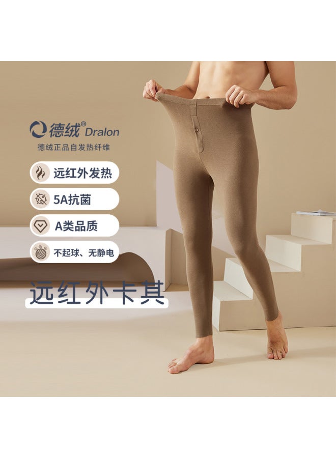 Men's De Velvet Long Johns Fleece-lined Leggings Men's Self-heating Thermal Underwear Antibacterial Trousers Mask Clothing