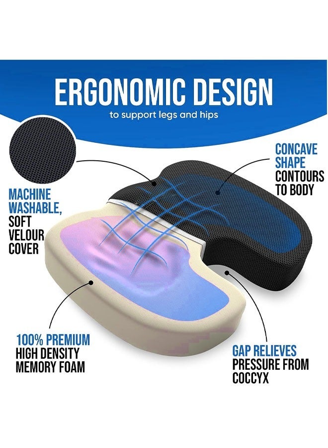Generic Chair Cushion Seat Cushion Relieves Sciatica Lumbar Support Pillow Car Seat Cushion Back Support Memory Foam Pillow Washable Cover Ergonomic Sitting Pads for Office Home Chair Car Wheelchair - Image 5