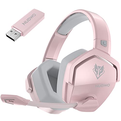NUBWO G06 Dual Wireless Gaming Headset with Mic for PS5, PS4, PC, Mobile, Switch: 2.4GHz Wireless + Bluetooth - 100 Hr Battery - 50mm Drivers - Pink - Image 1