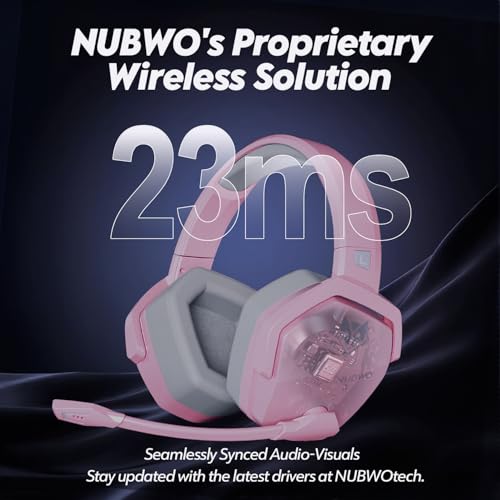 NUBWO G06 Dual Wireless Gaming Headset with Mic for PS5, PS4, PC, Mobile, Switch: 2.4GHz Wireless + Bluetooth - 100 Hr Battery - 50mm Drivers - Pink - Image 3