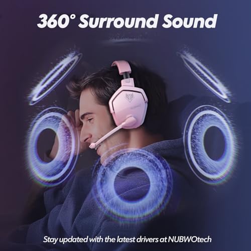 NUBWO G06 Dual Wireless Gaming Headset with Mic for PS5, PS4, PC, Mobile, Switch: 2.4GHz Wireless + Bluetooth - 100 Hr Battery - 50mm Drivers - Pink - Image 4