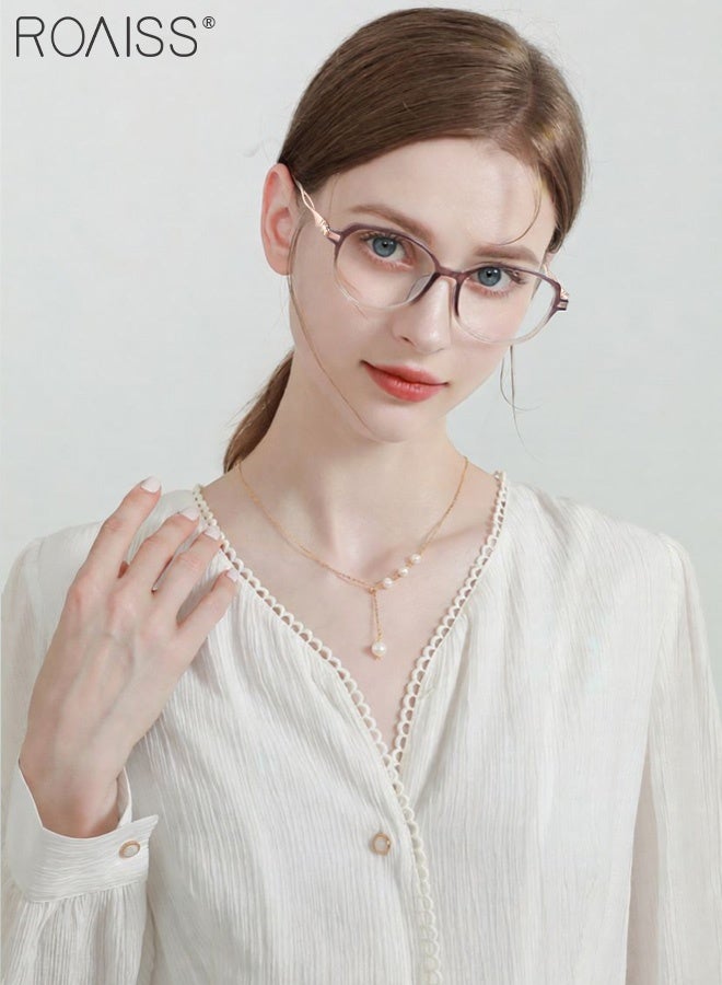 رويس نظارات نسائية مضادة للضوء الأزرق، معابد مجوفة من سبائك خفيفة الوزن للغاية، نظارات كمبيوتر مضادة للأشعة فوق البنفسجية، تخفف بشكل فعال من إجهاد العين ووهج الأشعة فوق البنفسجية لقراءة الألعاب، لون أرجواني متدرج - Image 2