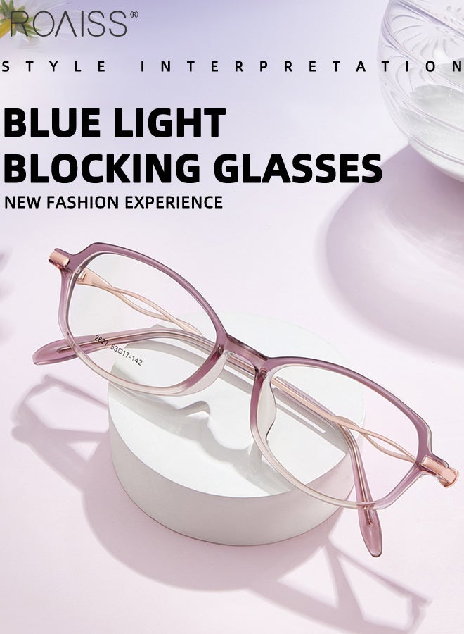 رويس نظارات نسائية مضادة للضوء الأزرق، معابد مجوفة من سبائك خفيفة الوزن للغاية، نظارات كمبيوتر مضادة للأشعة فوق البنفسجية، تخفف بشكل فعال من إجهاد العين ووهج الأشعة فوق البنفسجية لقراءة الألعاب، لون أرجواني متدرج - Image 5
