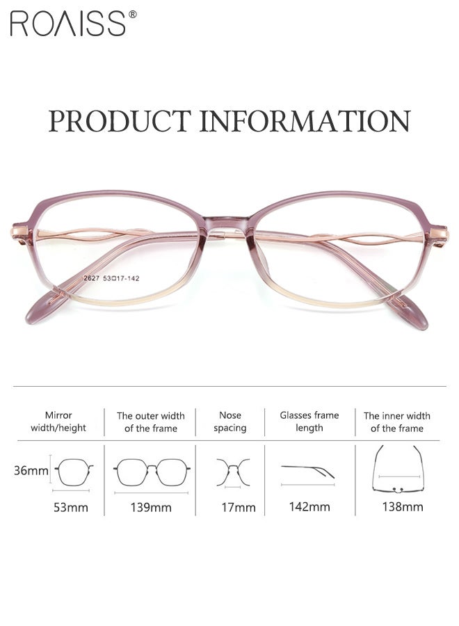 رويس نظارات نسائية مضادة للضوء الأزرق، معابد مجوفة من سبائك خفيفة الوزن للغاية، نظارات كمبيوتر مضادة للأشعة فوق البنفسجية، تخفف بشكل فعال من إجهاد العين ووهج الأشعة فوق البنفسجية لقراءة الألعاب، لون أرجواني متدرج - Image 3