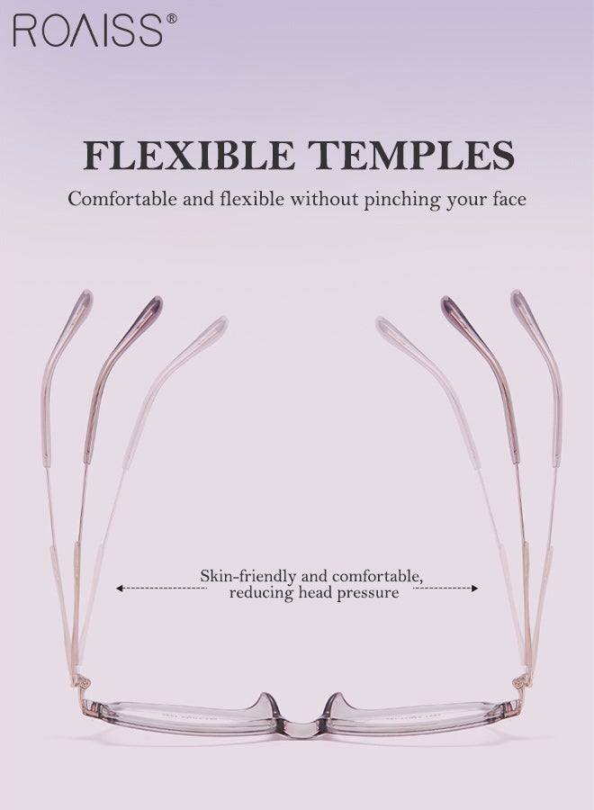 رويس نظارات نسائية مضادة للضوء الأزرق، معابد مجوفة من سبائك خفيفة الوزن للغاية، نظارات كمبيوتر مضادة للأشعة فوق البنفسجية، تخفف بشكل فعال من إجهاد العين ووهج الأشعة فوق البنفسجية لقراءة الألعاب، لون أرجواني متدرج - Image 4