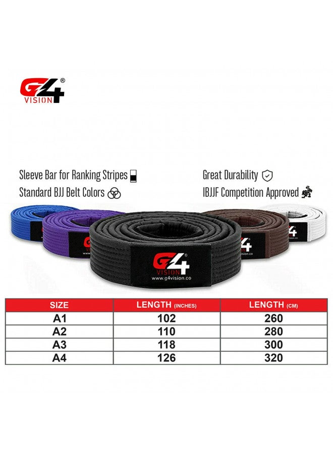 G4 VISION G4 Jiu Jitsu BJJ Belts Brazilian Adult A1 A2 A3 A4 Black Brown Purple Blue White (White, A2) - Image 4