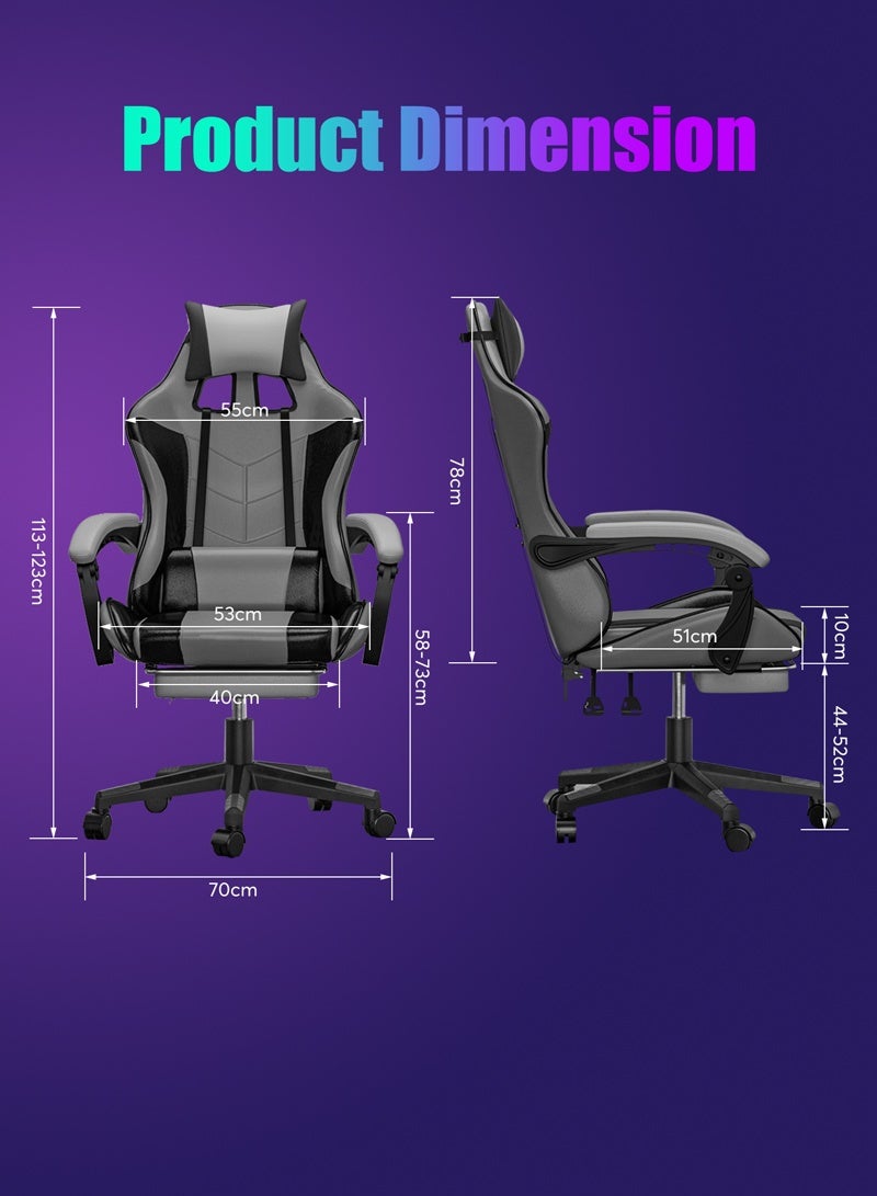 SHEIDLIN Ergonomic Gaming Chair with Footrest, 135° Reclining, Linkage Armrest, Lumbar Support, PU Leather for Office & Gaming - Image 3