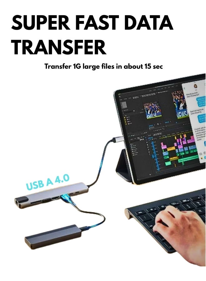 8 in 1 USB C Hub multiport adapter with 4K HDMI PD charging USB C Ethernet dual USB ports SD and TF card reader compatible with MacBook Pro XPS and other Type C devices for seamless connectivity - Image 3