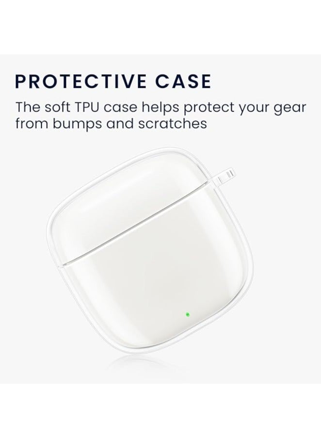 QIRG حافظة متوافقة مع Huawei FreeBuds SE 2 - حافظة سماعات أذن مكونة من جزأين مصنوعة من مادة TPU الكريستالية مع حلقة مفاتيح - شفافة - Image 3