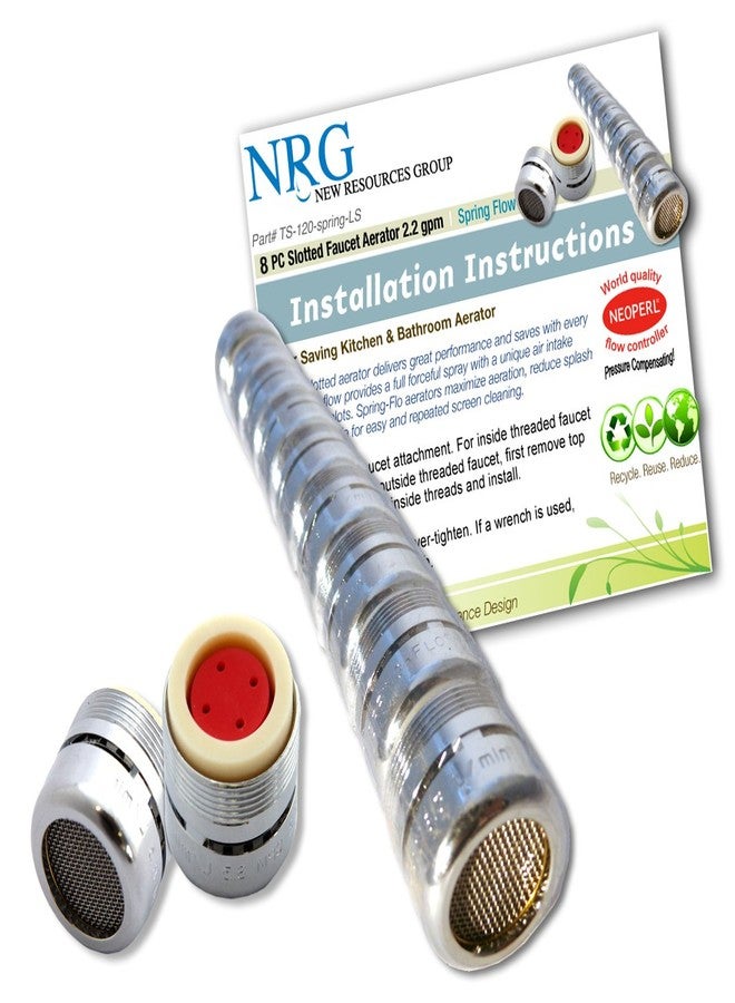 New Resources Group 8 Pc Lifesaver Pro-pack Spring Flo 2.2 Gpm Slotted Faucet Aerator Dual Threaded/Aerated Full Stream | Plumbers Choice - Image 1